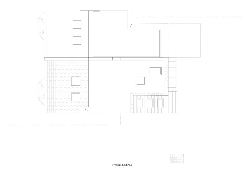 Proposed roof plan of House for Four London house extension by Harry Thomson of Studioshaw
