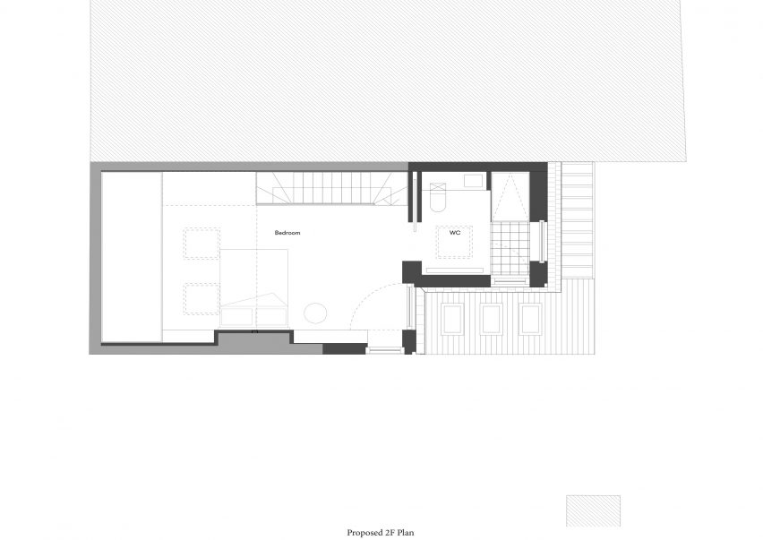 Proposed second floor plan of House for Four London house extension by Harry Thomson of Studioshaw