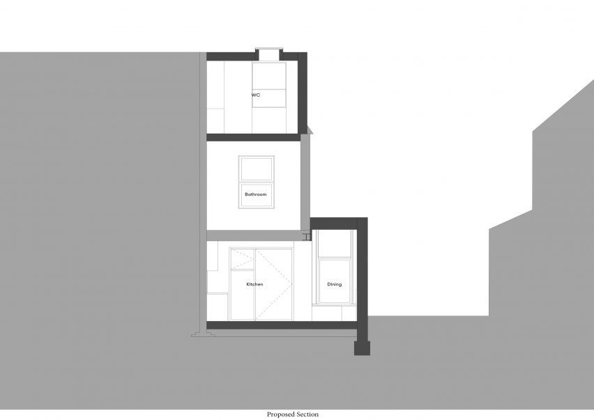Proposed section B of House for Four London house extension by Harry Thomson of Studioshaw