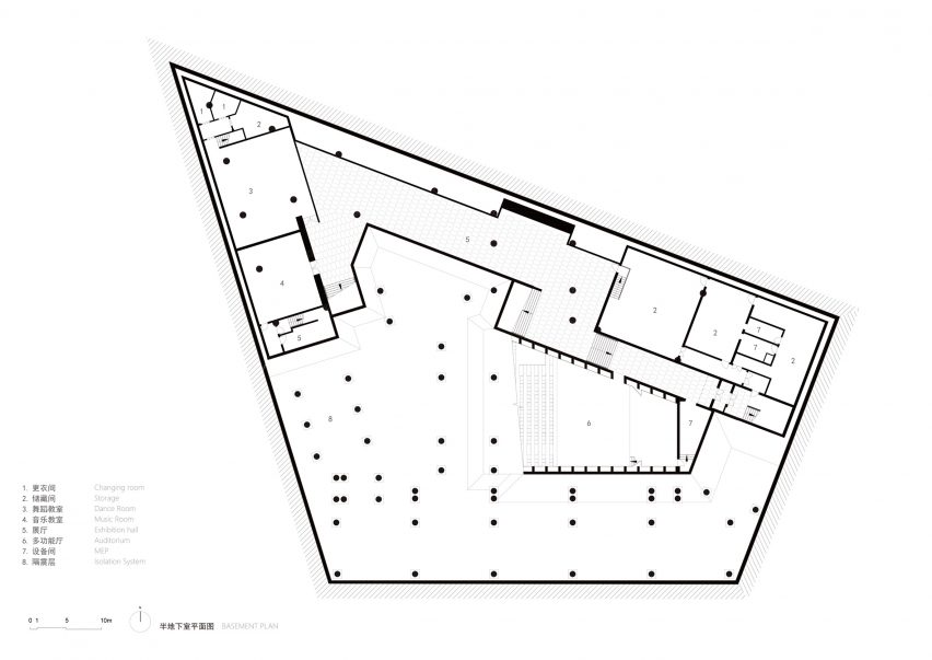 Basement floor plan of Huandou School by Trace Architecture Office TAO