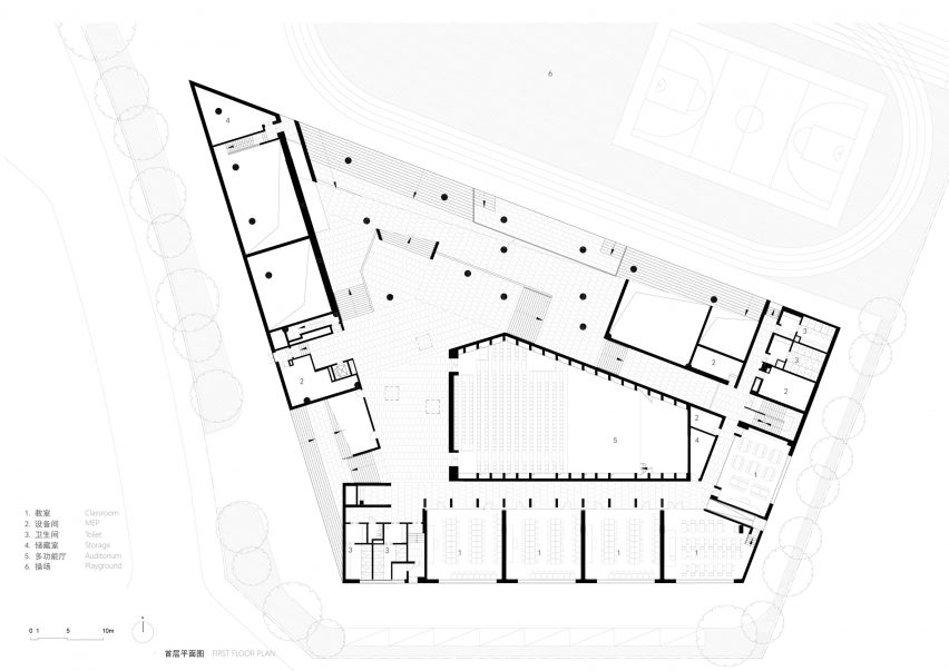 Ground floor plan of Huandou School by Trace Architecture Office TAO in Haikou China
