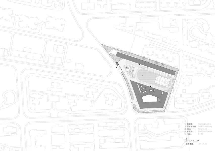 Site plan of Huandou School by Trace Architecture Office TAO in Haikou China