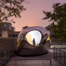 A mirrored workspace in a Beijing hutong