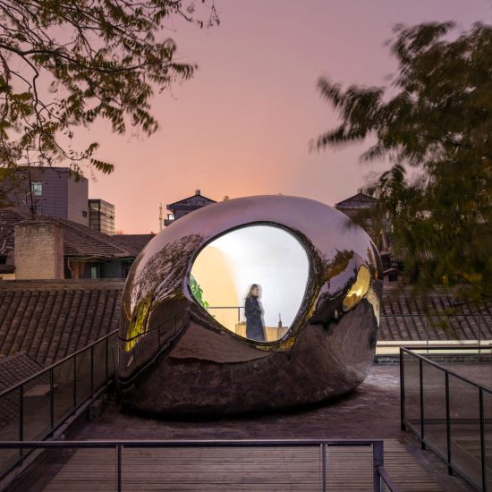 A mirrored workspace in a Beijing hutong