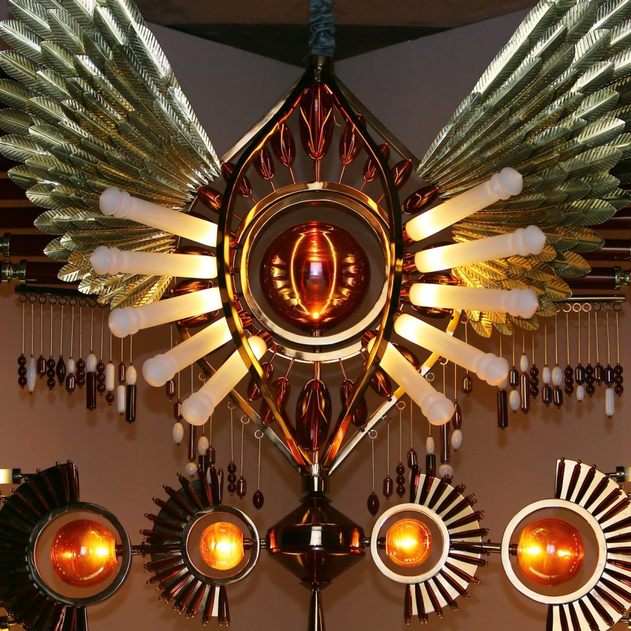 Klove's Totems Over Time lights take the form of art deco-style talismans