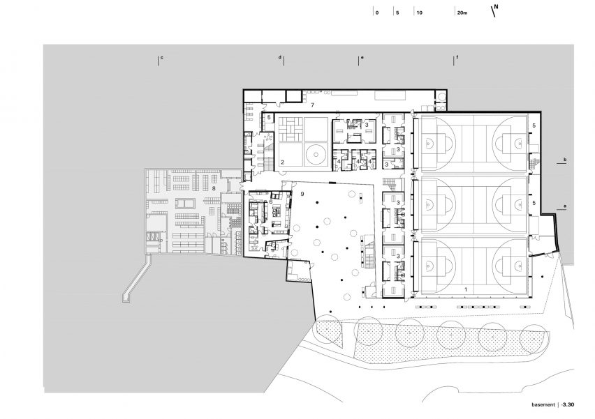 Basement floor plan of Pazdigrad Primary School by x3m