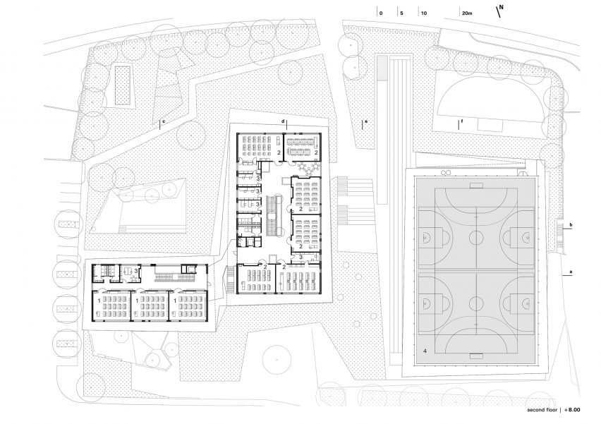 Second floor plan of Pazdigrad Primary School by x3m
