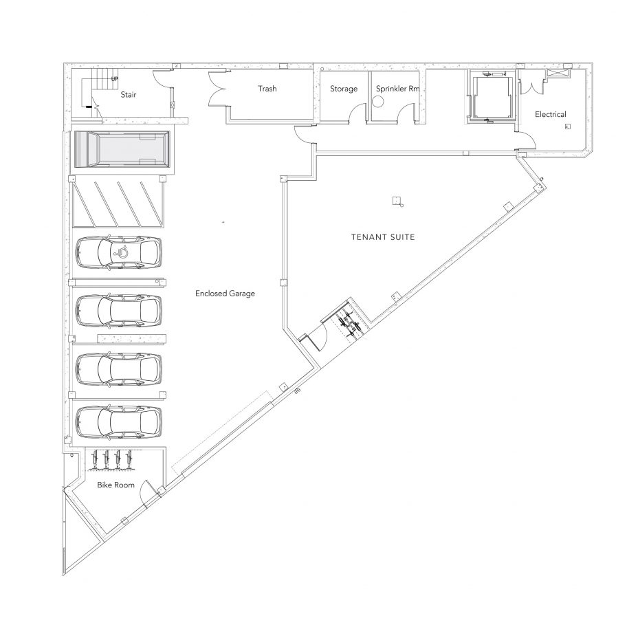 Portland Flatiron Building by Works Progress Architecture Ground Floor Retail Plan