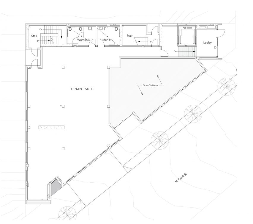 Portland Flatiron Building by Works Progress Architecture Ground Floor Lobby Plan