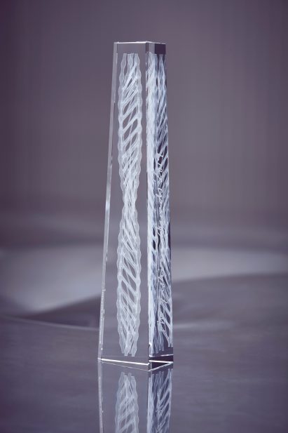 Ross Lovegrove creates crystal trophy with internal double helix for Fashion Awards 2019