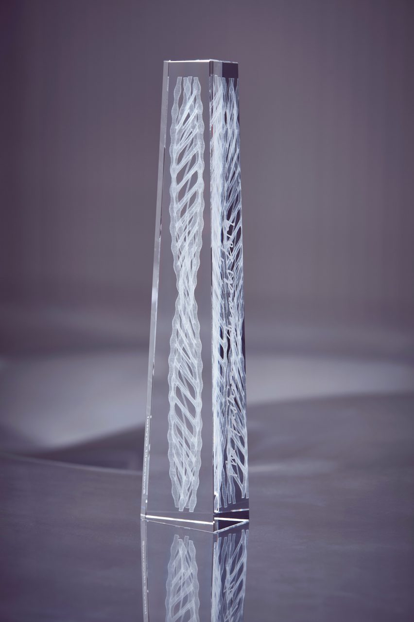 Ross Lovegrove creates crystal trophy with internal double helix for Fashion Awards 2019