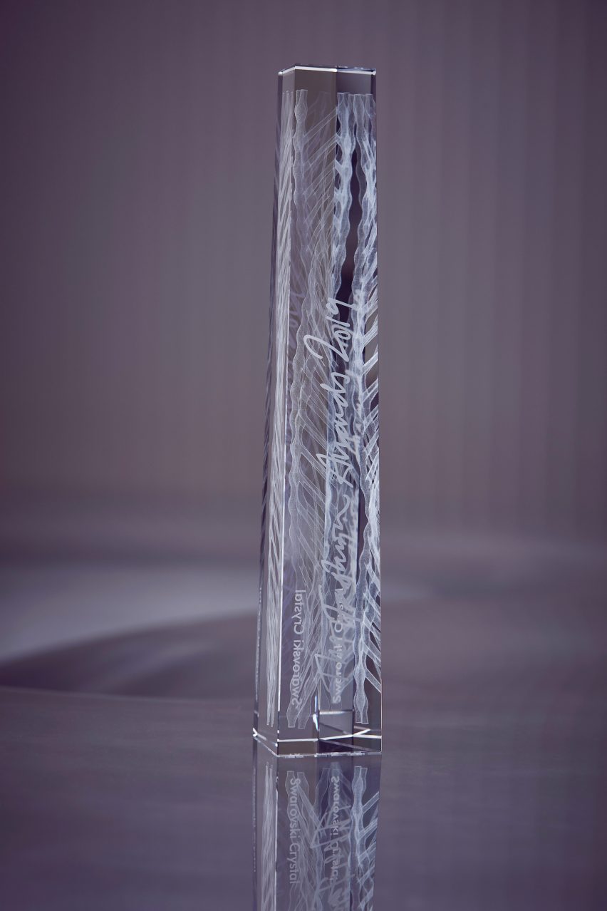 Ross Lovegrove creates crystal trophy with internal double helix for Fashion Awards 2019