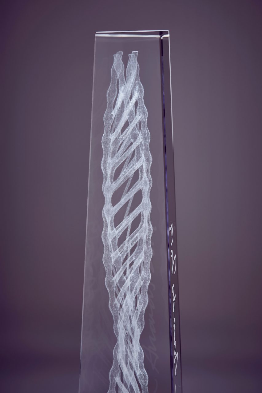 Ross Lovegrove creates crystal trophy with internal double helix for Fashion Awards 2019