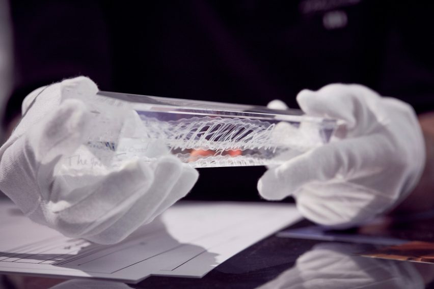 Ross Lovegrove creates crystal trophy with internal double helix for Fashion Awards 2019