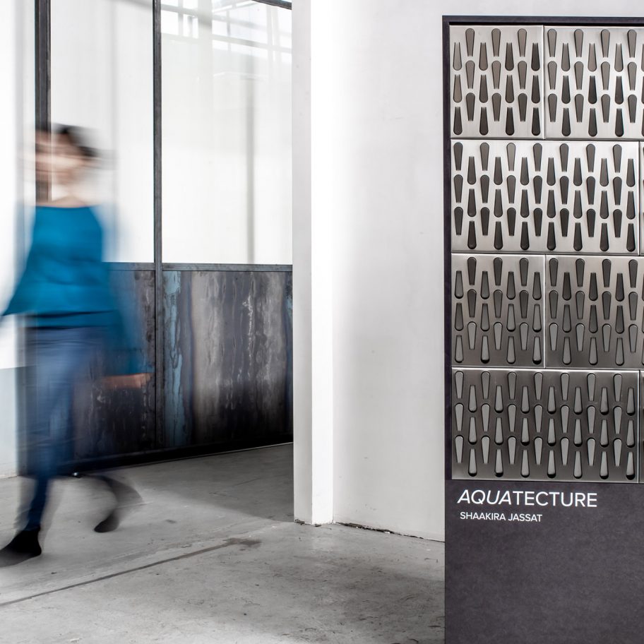 Aquatecture rain-catcher panel by Shaakira Jassat
