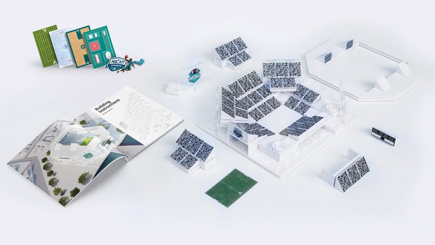 Architectural model-building kit of sports stadiums by Arckit