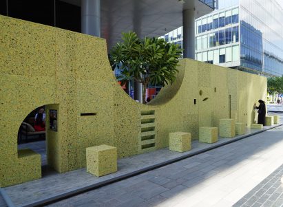T Sakhi's Lebanon pavilion uses a wall to activate social interaction