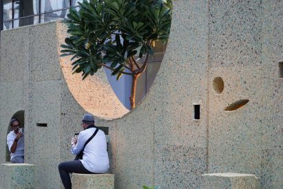 T Sakhi's Lebanon pavilion uses a wall to activate social interaction