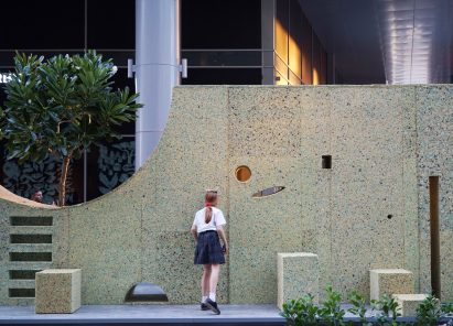 T Sakhi's Lebanon pavilion uses a wall to activate social interaction