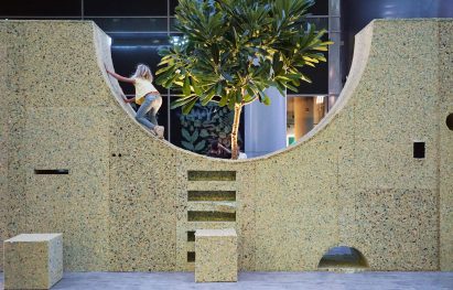 T Sakhi's Lebanon pavilion uses a wall to activate social interaction