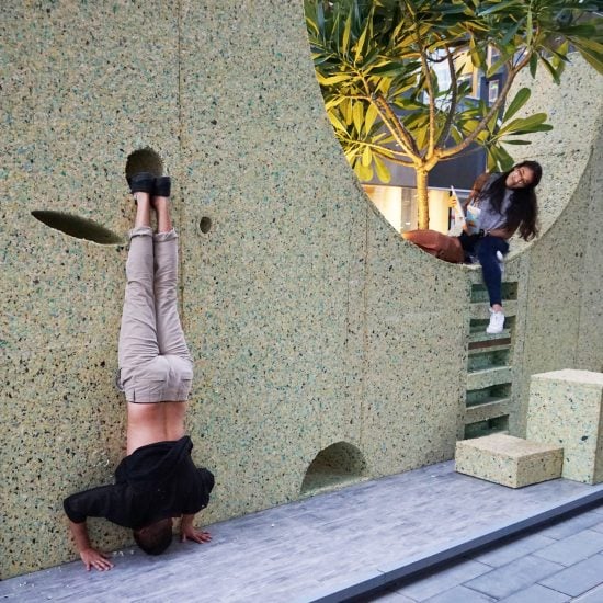 T Sakhi's Lebanon pavilion uses a wall to activate social interaction