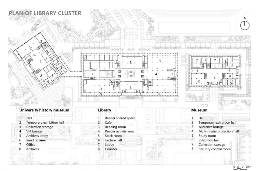 Ground floor plan of Yan'an University campus building by Architectural Design and Research Institute of Tsinghua University, China