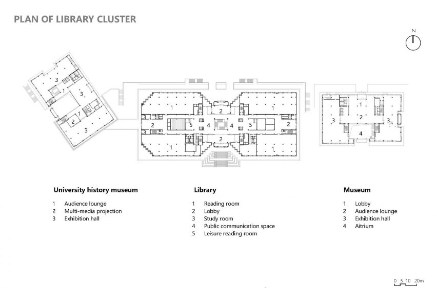 First floor plan of Yan'an University campus building by Architectural Design and Research Institute of Tsinghua University, China