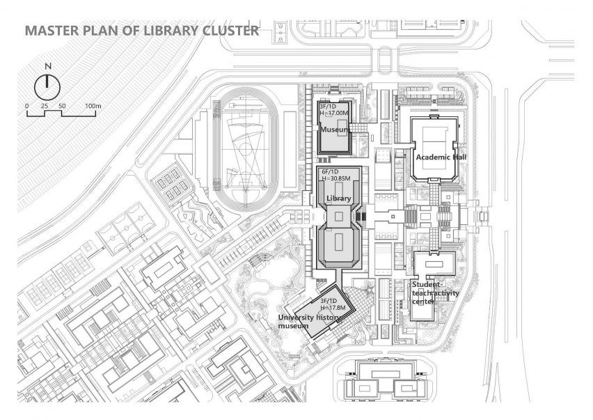 Masterplan of library and museums of Yan'an University campus building by Architectural Design and Research Institute of Tsinghua University, China