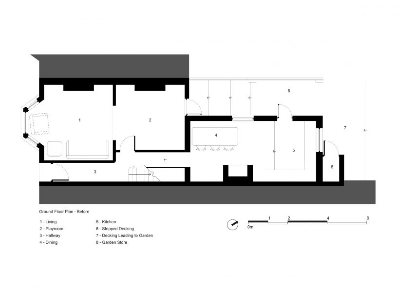 Previous existing ground floor plan of A Brockley Side London house extension and renovation by CAN