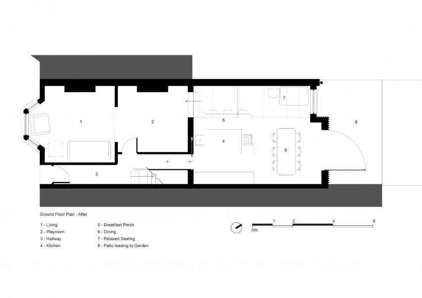 Renovated ground floor plan of A Brockley Side London house extension and renovation by CAN