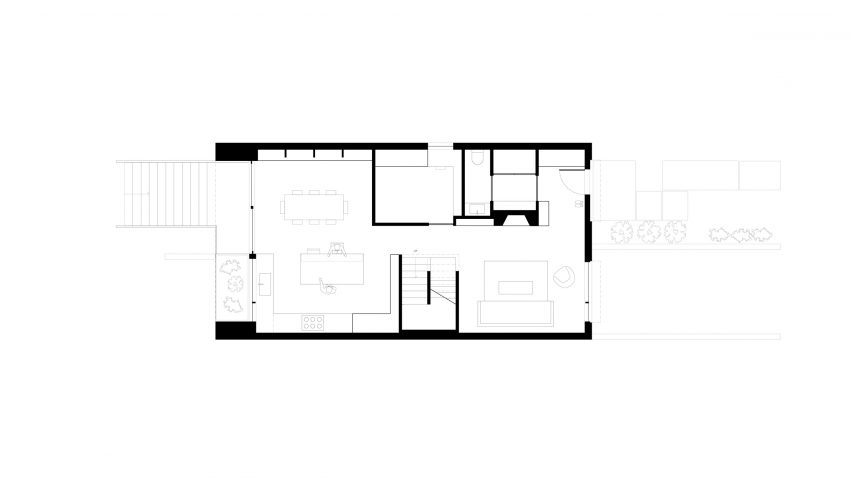 House with Two Bay Windows by D'Arcy Jones Architects First Floor Plan