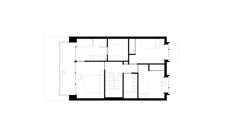 House with Two Bay Windows by D'Arcy Jones Architects Second Floor Plan