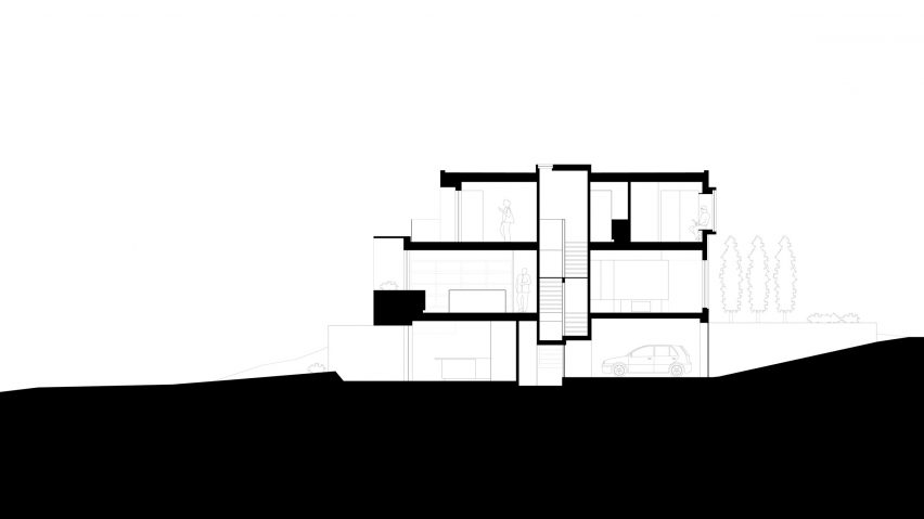 House with Two Bay Windows by D'Arcy Jones Architects Section
