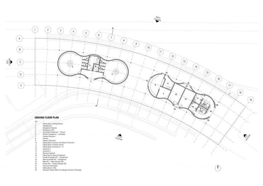 Ground floor plan of Marsden Park Pavilion by CHROFI