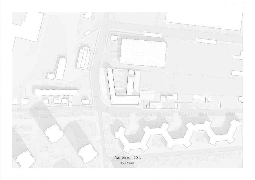 Ground floor plan of Minimum security prison in Nanterre by Local Architecture Network LAN