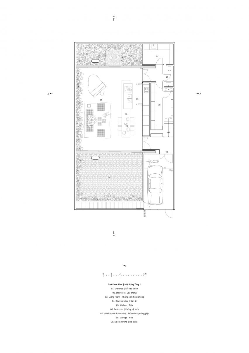 Ground floor plan of Sky House by MIA Design Studio