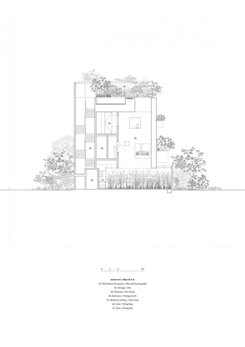 Section A-A of Sky House by MIA Design Studio
