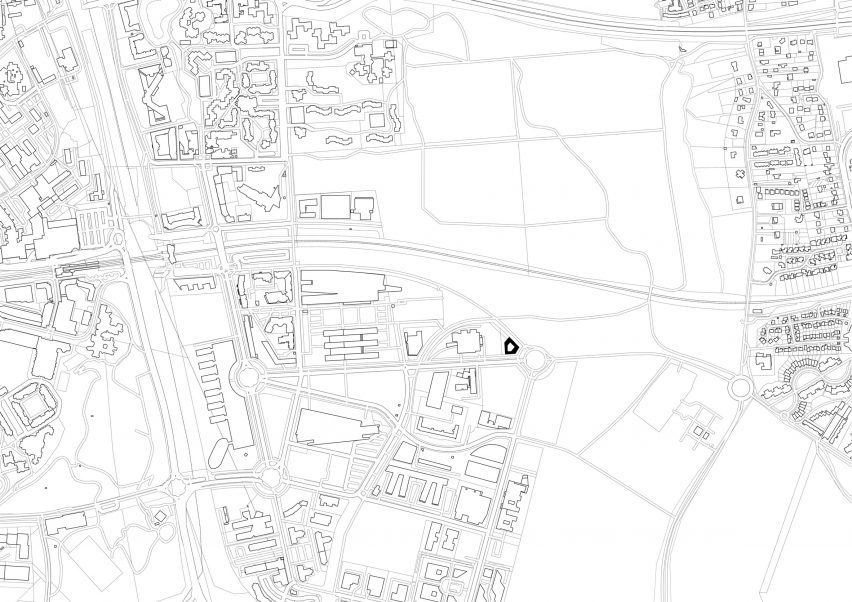 Site plan of Student housing block by Atelier Villemard et Associés (AVA) in Champs-sur-Marne