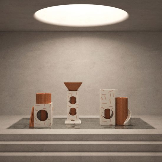 Teo Yang Studio creates architectural birdbaths from terrazzo and terracotta