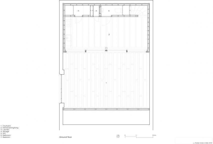 Ground floor plan of Windsor Road outbuilding house by Russell Jones