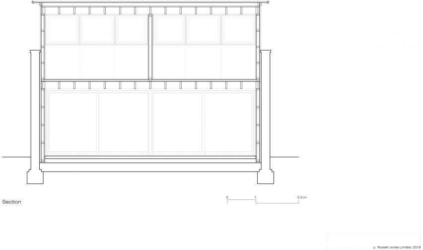 Long section of Windsor Road outbuilding house by Russell Jones