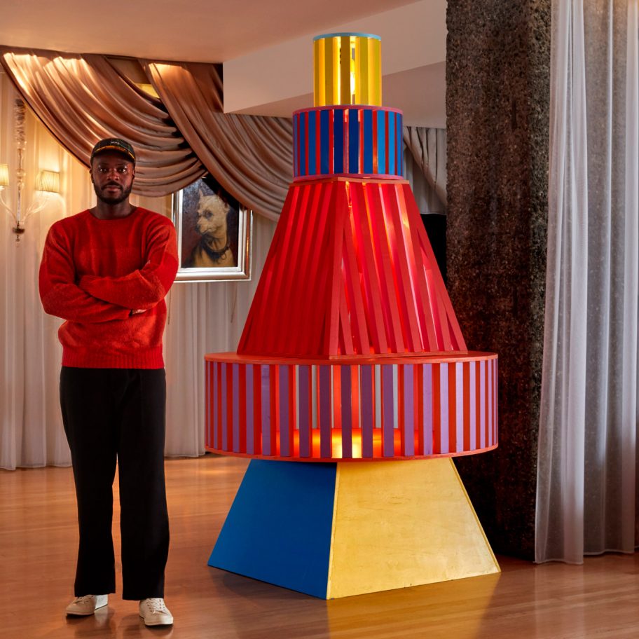 Yinka Ilori Christmas tree installation at Sanderson London hotel