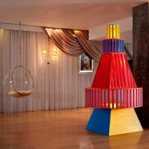 Yinka Ilori Christmas tree installation at Sanderson London hotel
