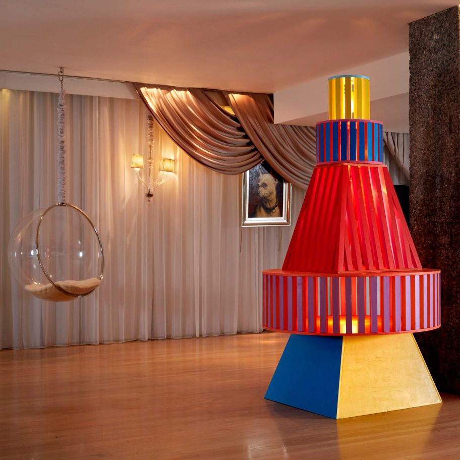 Yinka Ilori Christmas tree installation at Sanderson London hotel
