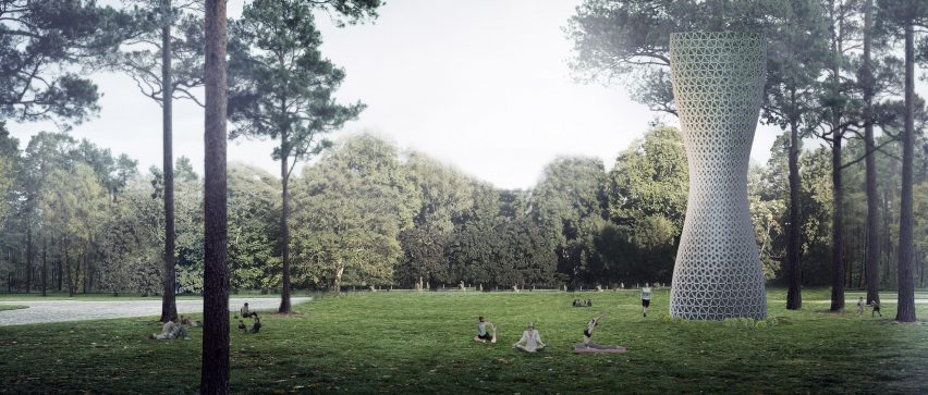 Aũra air purifying towers by Studio Symbiosis
