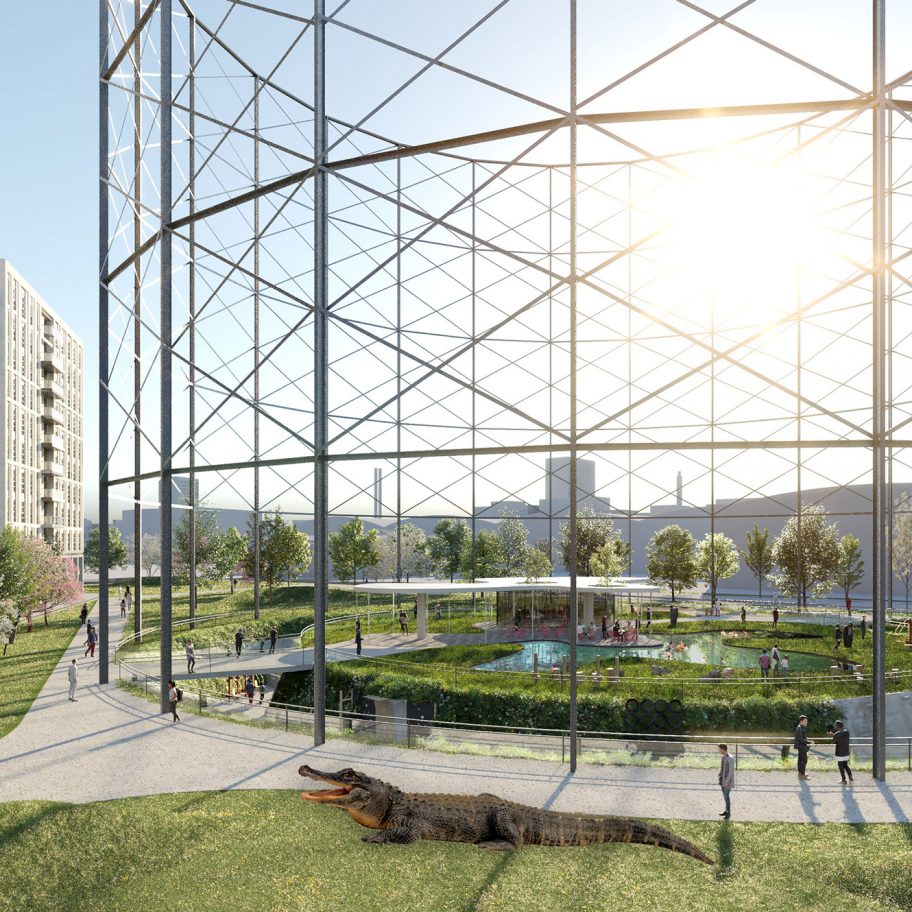 Alligator park in a gas holder by Avanton
