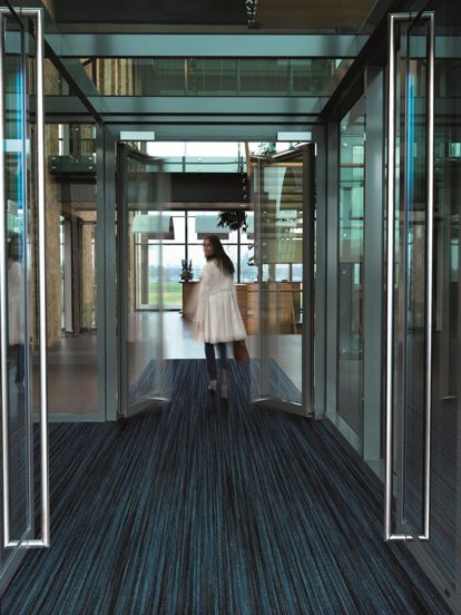 Coral flooring is made with regenerated fishing nets and PET bottles