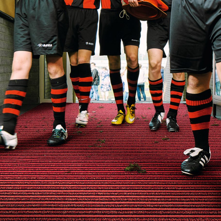 Coral flooring is made with regenerated fishing nets and PET bottles