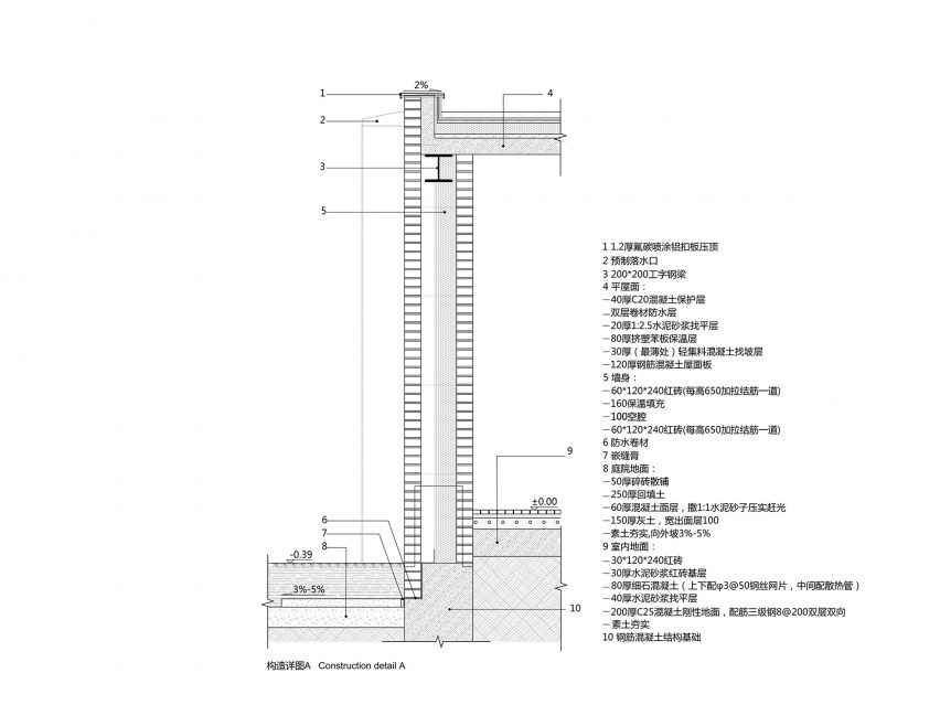 Construction detail of Courtyard Villa by Arch Studio