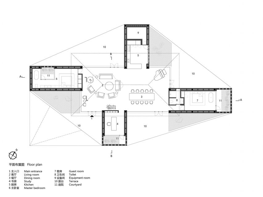 Floor plan of Courtyard Villa by Arch Studio
